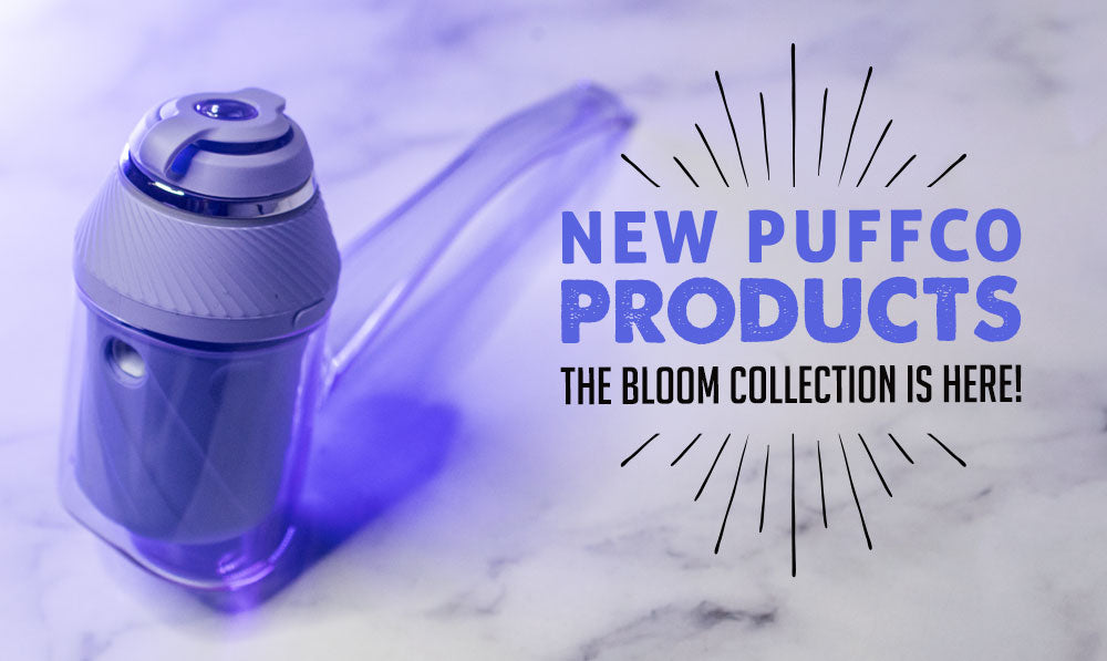 Puffco Bloom Proxy standing on white marble table with blog title