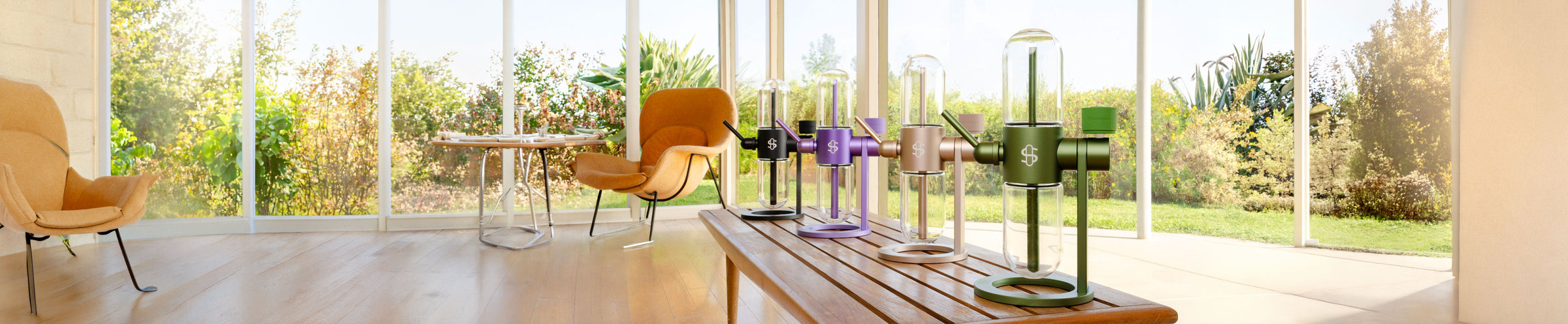 Stundenglass on table in modern house