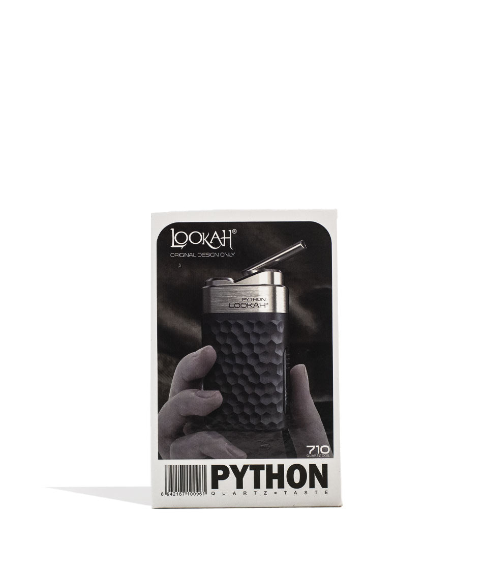 Black Lookah Python Wax Vaporizer Packaging Front View on White Background