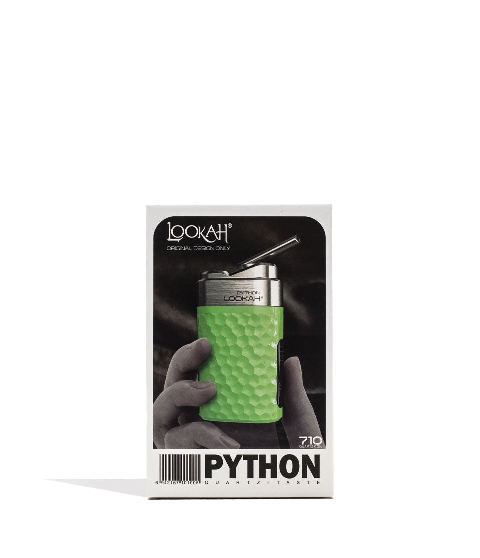 Green Lookah Python Wax Vaporizer Packaging Front View on White Background