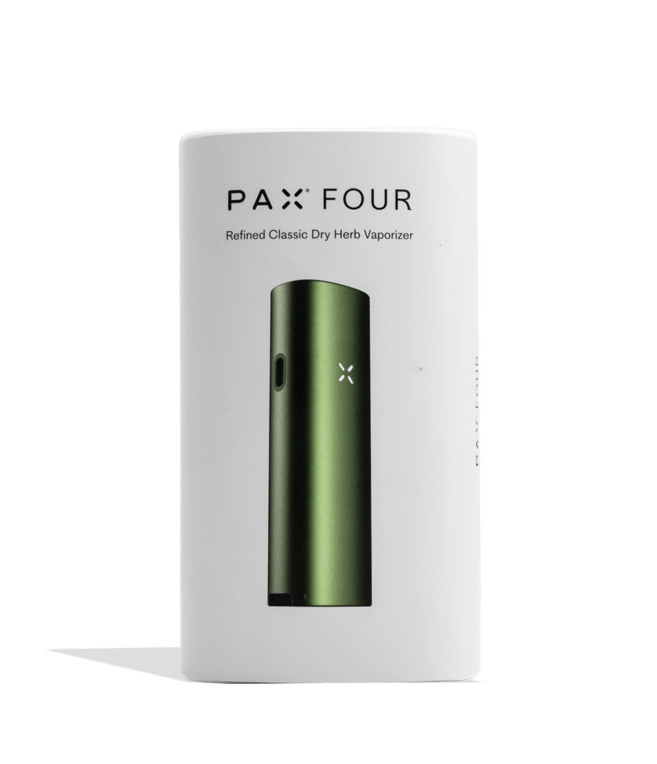 PAX 4 Portable Dry Herb Vaporizer Greenstone Box on white background