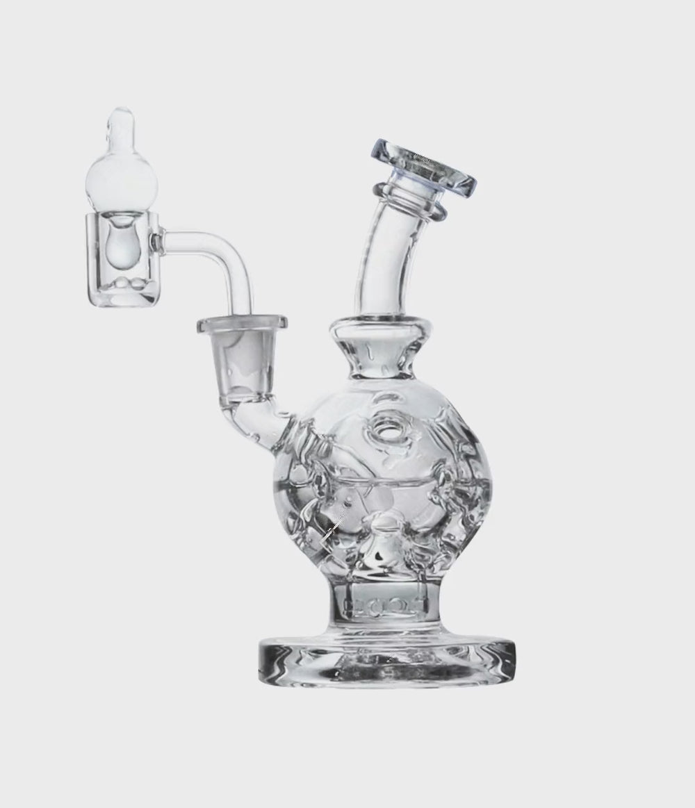 Full Color Wulf Mods Atom 14mm Dab Rig with Quartz Banger Animated\ on White Background [auto-mp4]