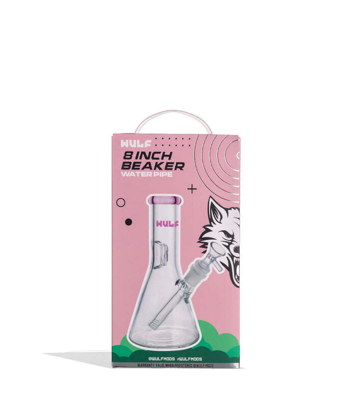 Pink Wulf Mods 5mm 8inch Beaker Water Pipe Packaging Front View on White Background