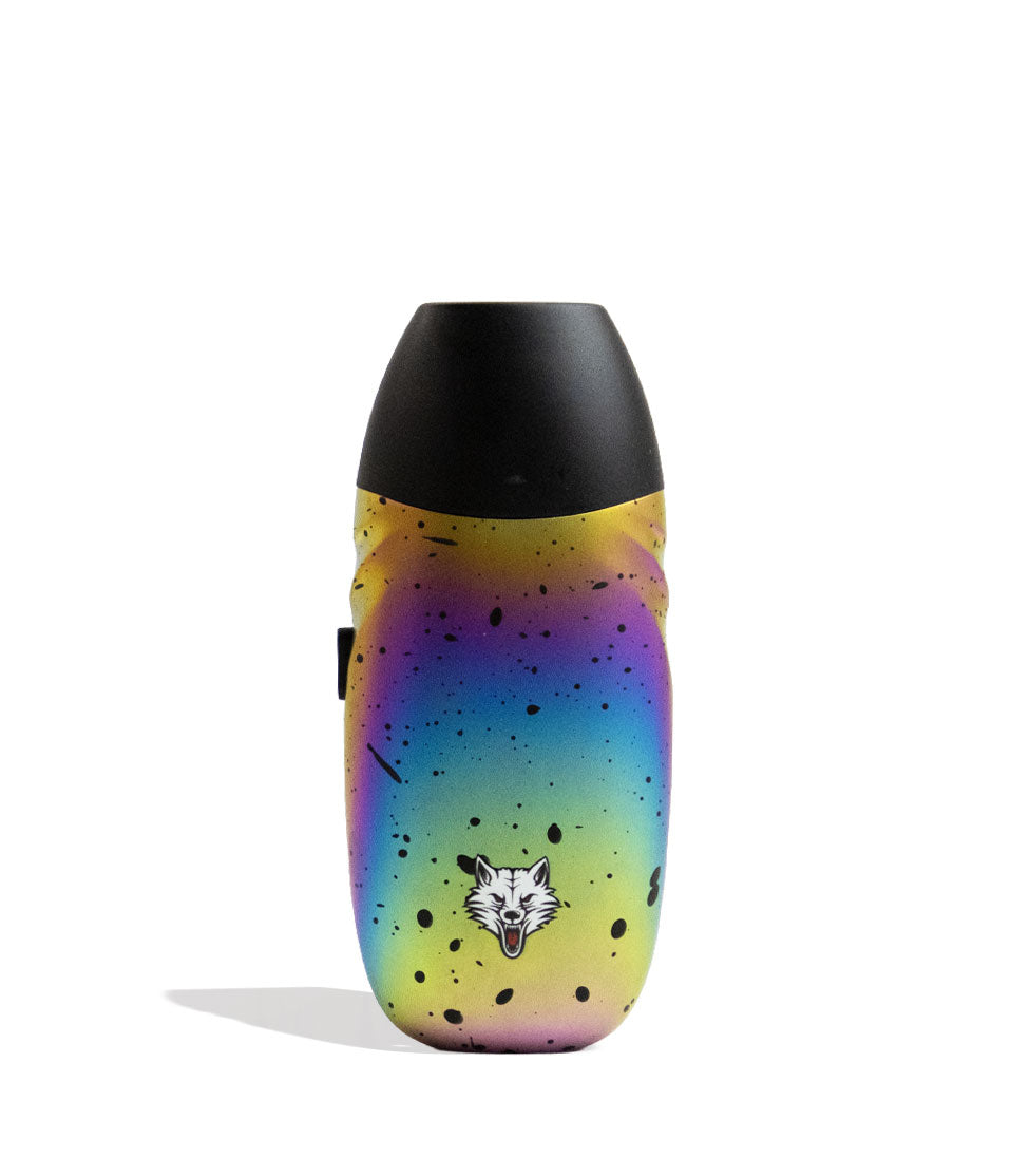 Full Color Spatter Wulf Mods Faze Portable Dry Herb Vaporizer Back View on White Background 