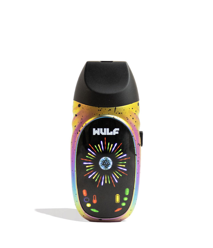 Full Color Spatter Wulf Mods Faze Portable Dry Herb Vaporizer Front View on White Background 