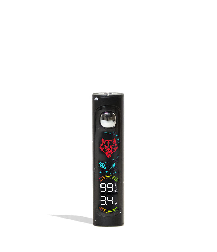 Black White Spatter Wulf Mods Pro Digit Variable Voltage Battery Front View on White Background