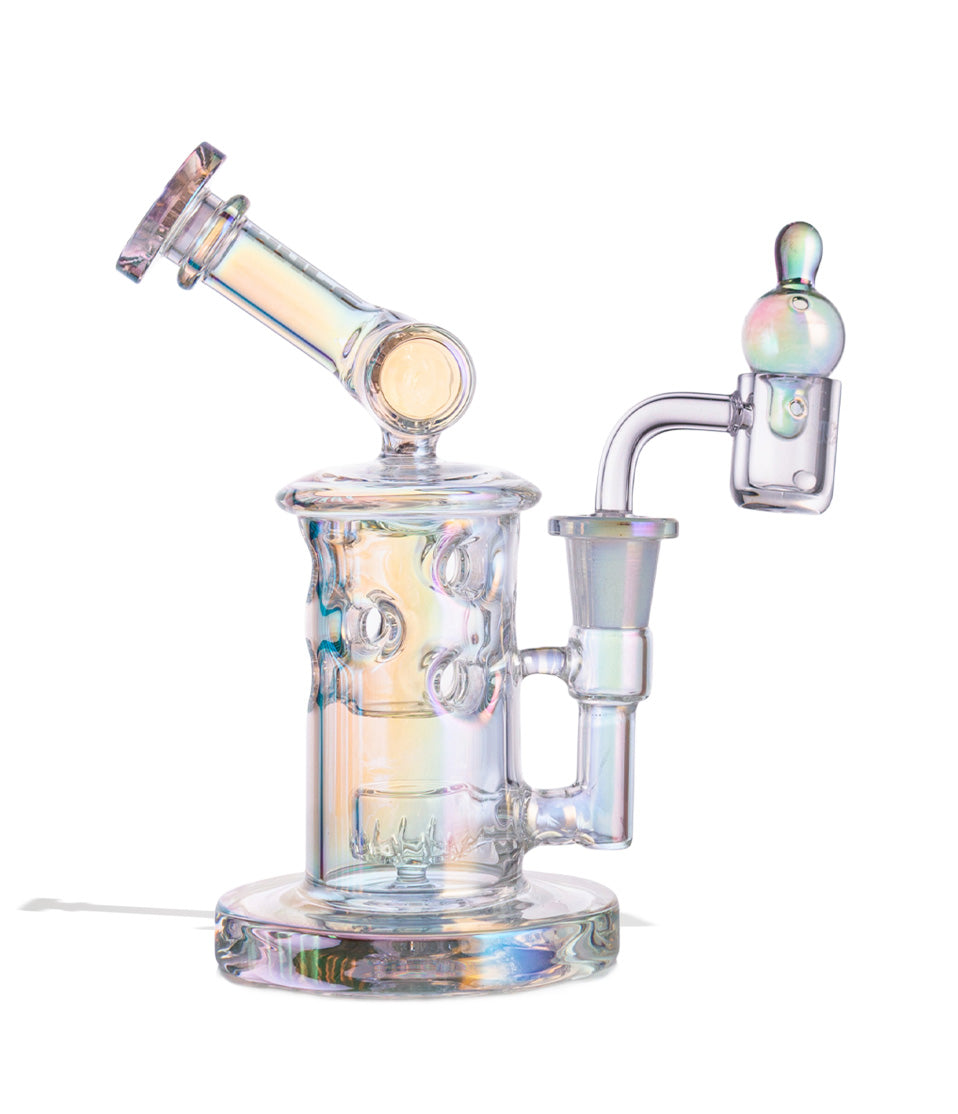 Full Color Wulf Mods Tyde 14mm Dab Rig with Quartz Banger on white background