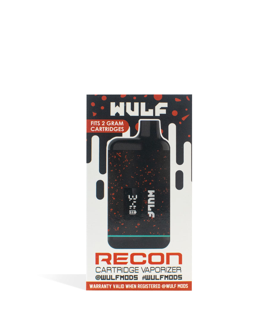 Black Red Spatter Wulf Mods Recon Cartridge Vaporizer single pack on white background
