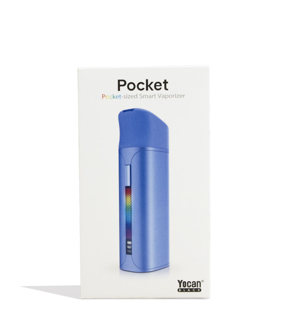 Blue Yocan Black Pocket Concentrate Vaporizer Packaging Front View on White Background