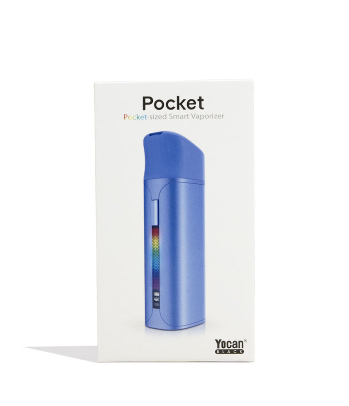 Blue Yocan Black Pocket Concentrate Vaporizer Packaging Front View on White Background
