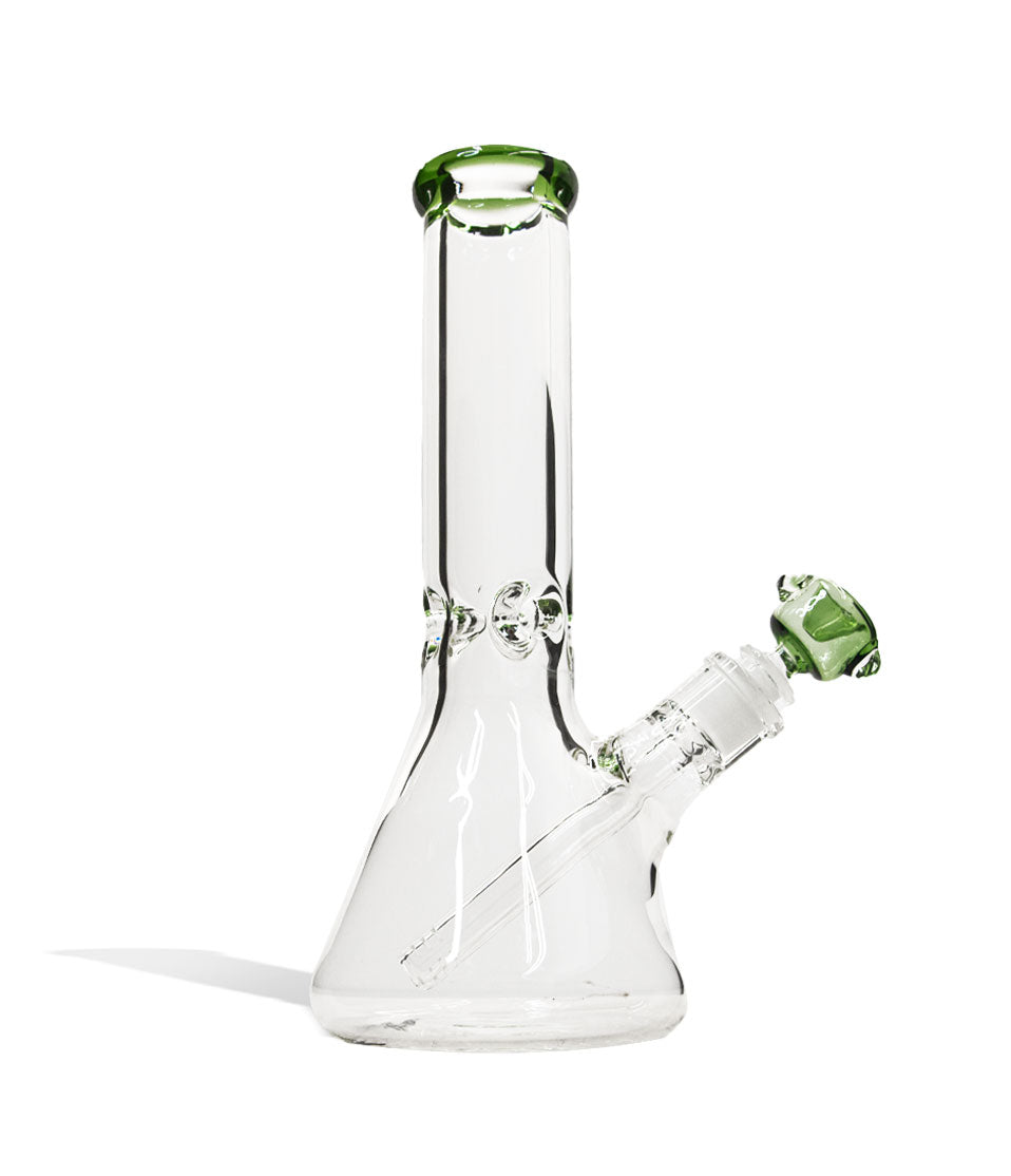 Lake Green 12 inch Beaker Water Pipe with Ice Pinch and Colored Bowl on white background