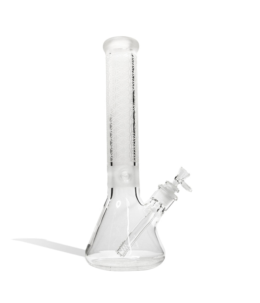 15 Inch Premium Etched Beaker Water Pipe Front View on White Background