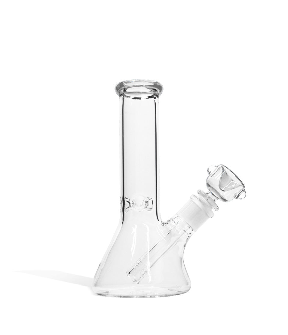 Clear 8 inch Beaker Water Pipe with Ice Pinch and Colored Bowl on white background