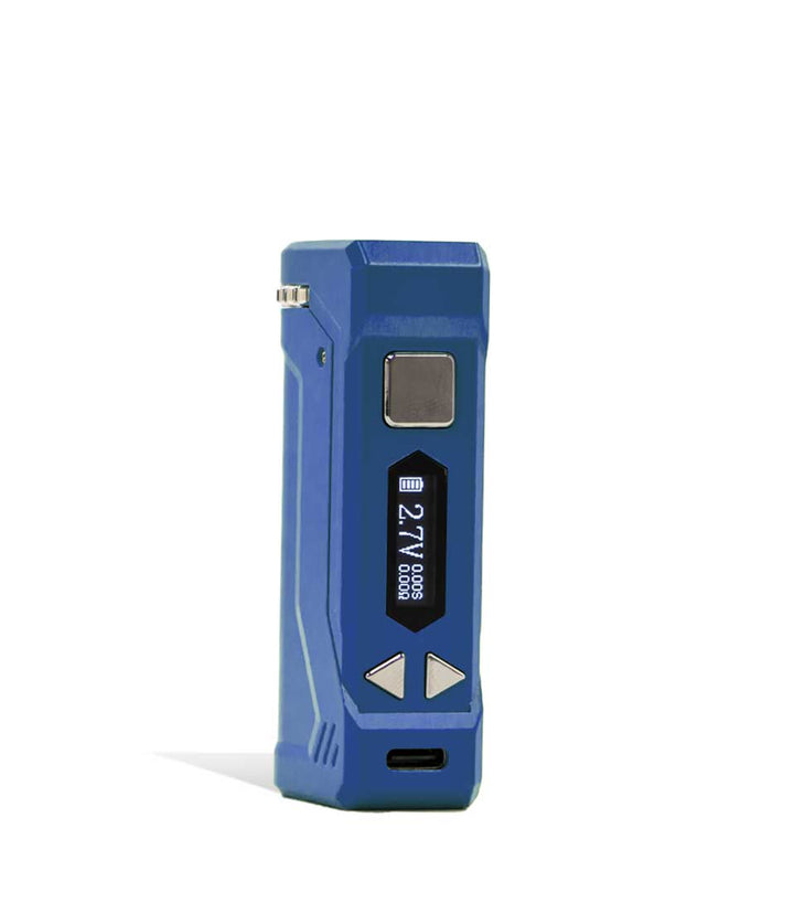 Navy Blue side view Yocan UNI PRO 2 Adjustable Cartridge Vaporizer on white studio background
